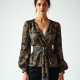 Women's Ornate Print Wrap Top
