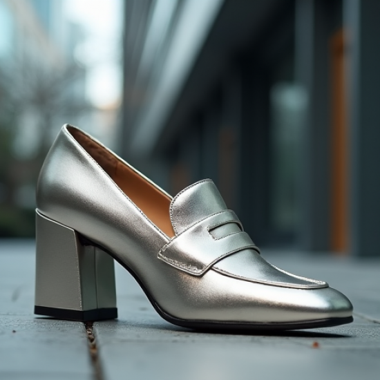 Women's Metallic Block Heel Loafer