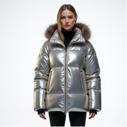 Women's Metallic Accent Puffer