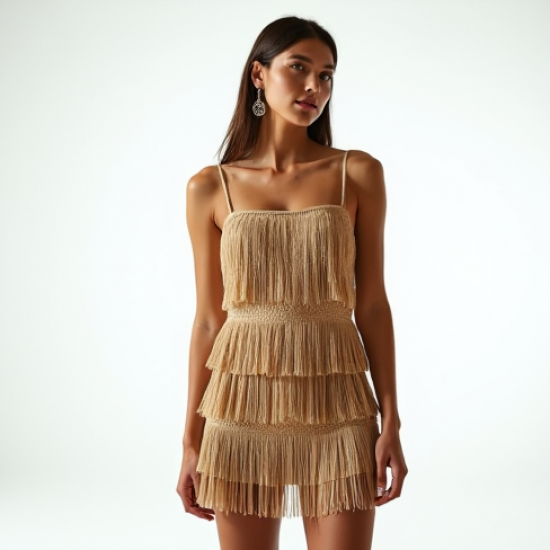 Women's Textured Fringe Mini Dress