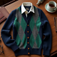 Women's Navy Argyle Cardigan