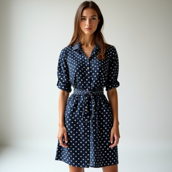 Women's Oversized Polka Shirt Dress