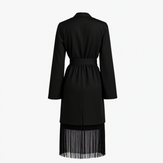 Women's Dramatic Fringe Wrap Dress