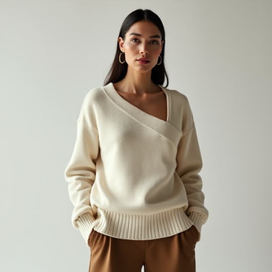 Women's Asymmetrical Neck Sweater