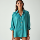Women's Turquoise Oversized Button-Down