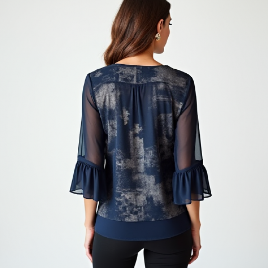 Women's Layered Necklace Print Top