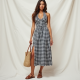 Women's Checker Print Halter Dress