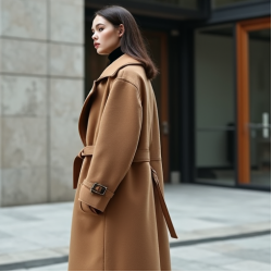 Women's Dramatic Lapel Wool Coat - Classic Edition