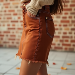 Women's Chestnut Denim Mini Skirt