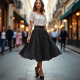 Women's Bold Dot Pleated Skirt
