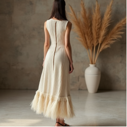 Women's Fringe Hem Midi Dress