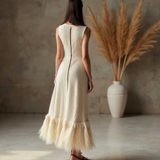 Women's Fringe Hem Midi Dress