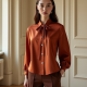 Women's Terracotta Tie-Neck Blouse