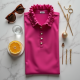 Women's Magenta Ruffle-Trim Polo