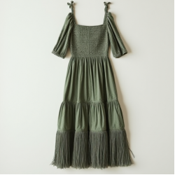 Women's Textured Fringe Tiered Dress
