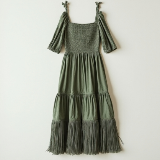 Women's Textured Fringe Tiered Dress