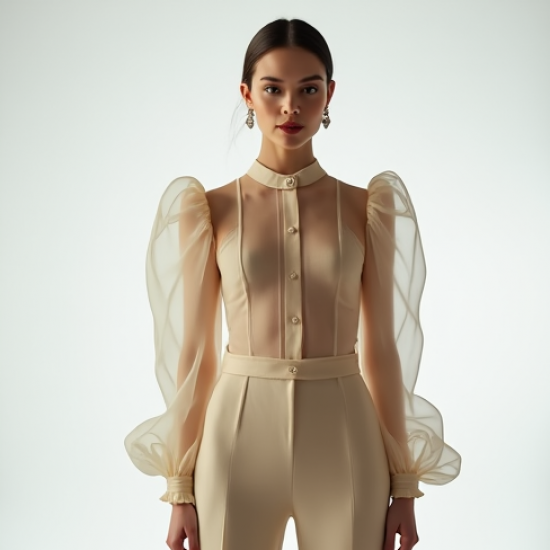 Women's Sheer Organza Blouse