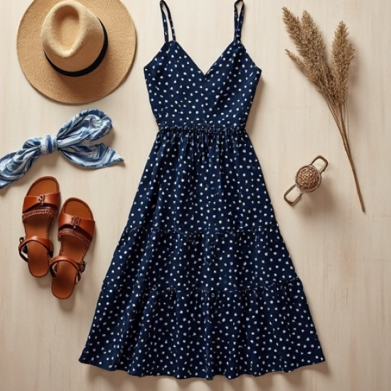 Women's Polka Dot Tiered Maxi Dress