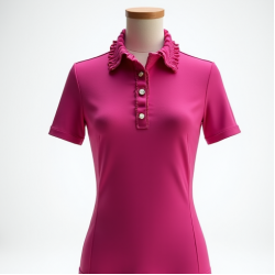 Women's Magenta Ruffle-Trim Polo