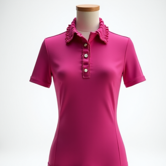 Women's Magenta Ruffle-Trim Polo
