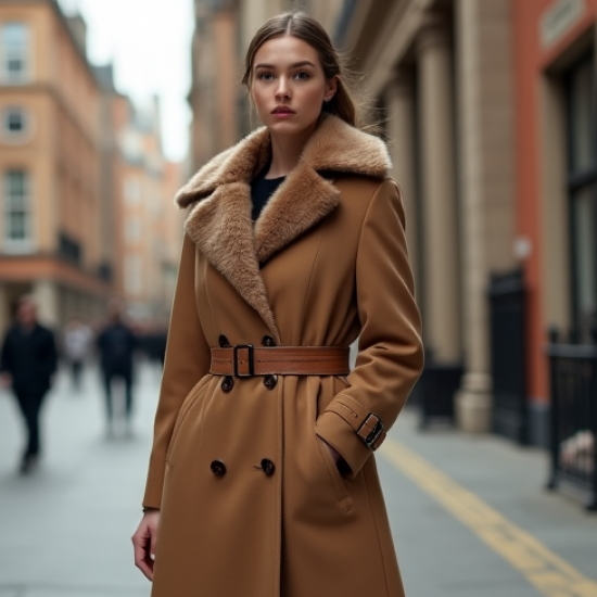 Women's Faux Fur Trim Trench