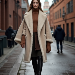 Women's Faux Shearling Cape Coat