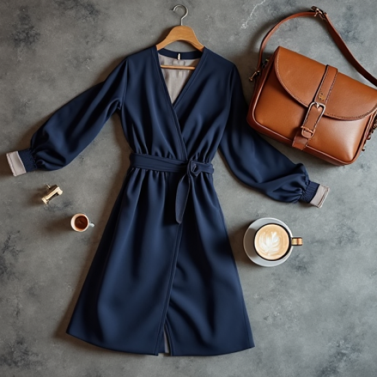 Women's Pleated Waist Wrap Dress