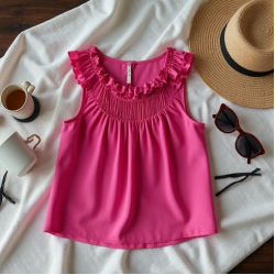 Women's Fuchsia Layered Bib Top