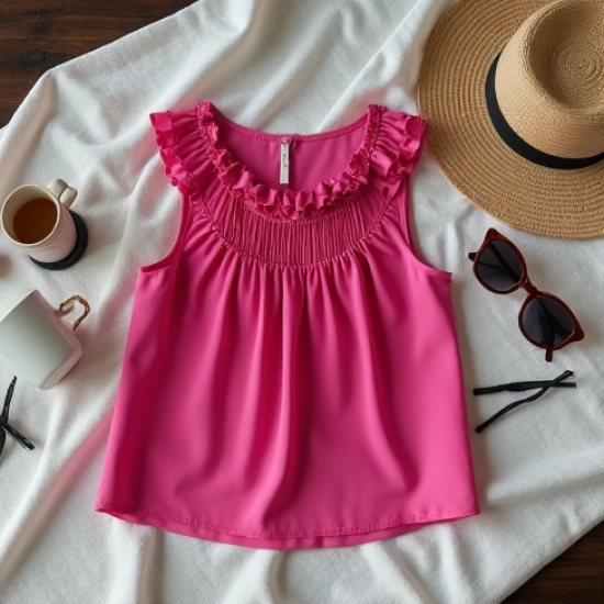 Women's Fuchsia Layered Bib Top