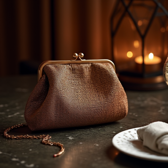 Women's Bronze Metallic Pouch