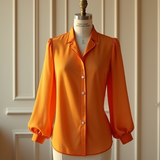 Women's Tangerine Tie-Neck Shirt