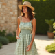 Women's Gingham Check A-Line Dress