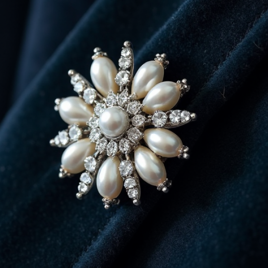 Women's Pearl & Rhinestone Brooch