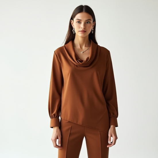 Women's Toffee Asymmetric Blouse