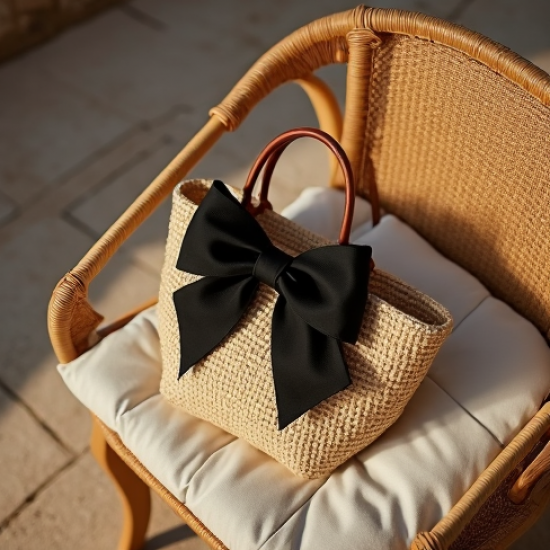 Women's Bow Raffia Bag
