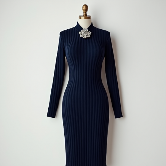 Women's Brooch-Accented Knit Dress