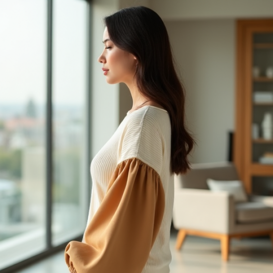 Women's Contrast Sleeve Top