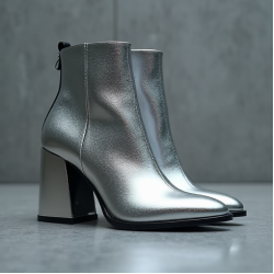Women's Metallic Block Heel Boot