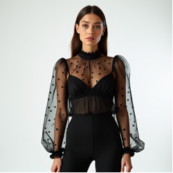 Women's Tulle Overlay Top