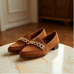 Women's Suede Chain Ballet Flat