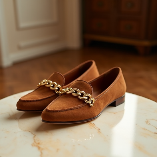 Women's Suede Chain Ballet Flat