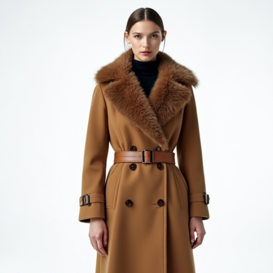 Women's Faux Fur Trim Trench