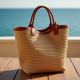 Women's Two-Tone Raffia Tote