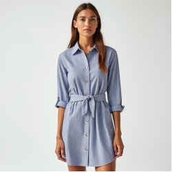 Women's Oxford Stripe Shirt Dress