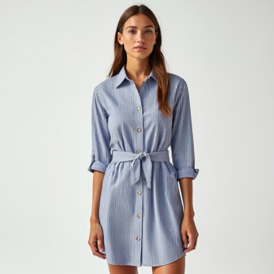 Women's Oxford Stripe Shirt Dress