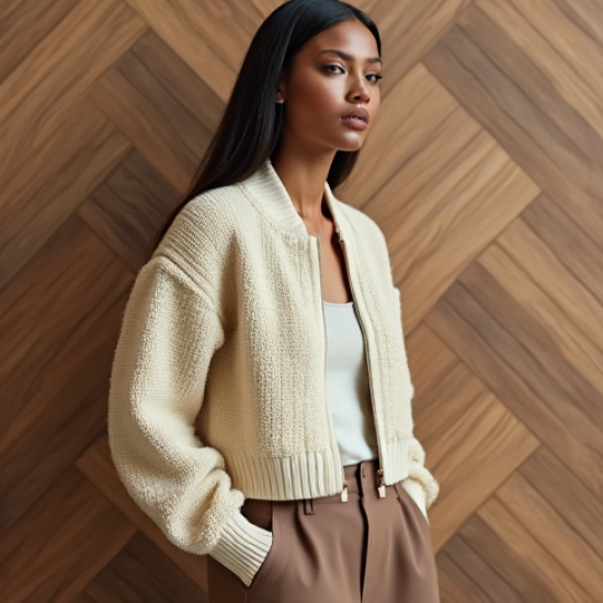 Women's Cropped Boucle Bomber