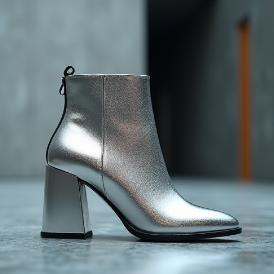 Women's Metallic Block Heel Boot