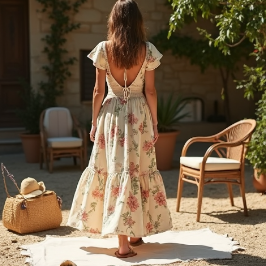 Women's Smocked Waist Maxi Dress