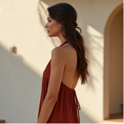 Women's Fringe Trim Halter Dress