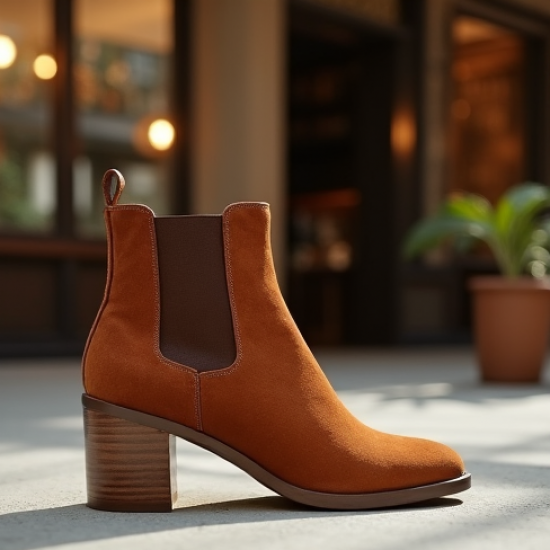 Women's Suede Chunky Heel Boot